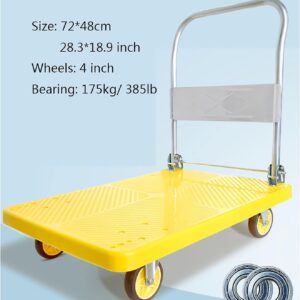 Platform Truck Portable Platform Truck Metal Handle Folding Push Cart 360 °Swivel Wheels Flat Handtruck Load 385lb /660lb Moving Dolly Cart Reliable