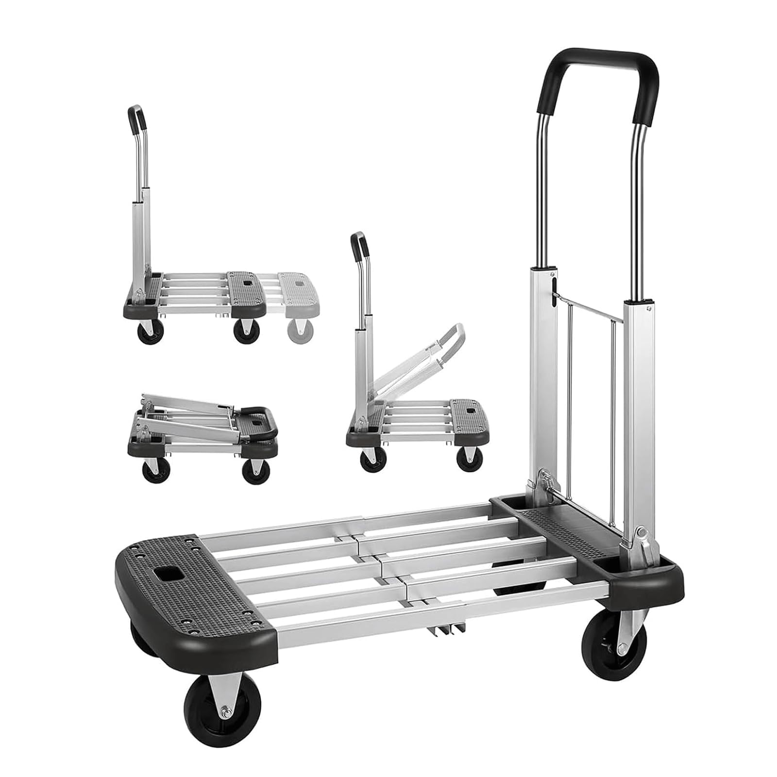 Platform Truck Platform Truck Aluminum Flat Handtruck Adjustable Length Folding Push Cart Load 330 Lbs Moving Dolly Cart Flatbed Cart Reliable