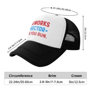 BEIXBE Fireworks Director I Run You Run Trucker Hat Women Dad Hats Graphic Caps Black