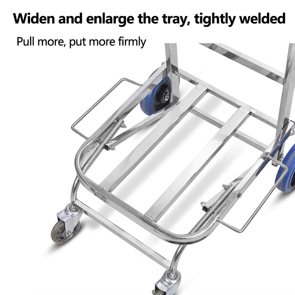 GTFDXJ Folding Heavy-Duty Trolley, Moving Goods and Handling Stainless Steel Domestic Trailer Trolley Car Climbing Stairs Stable Cart,D