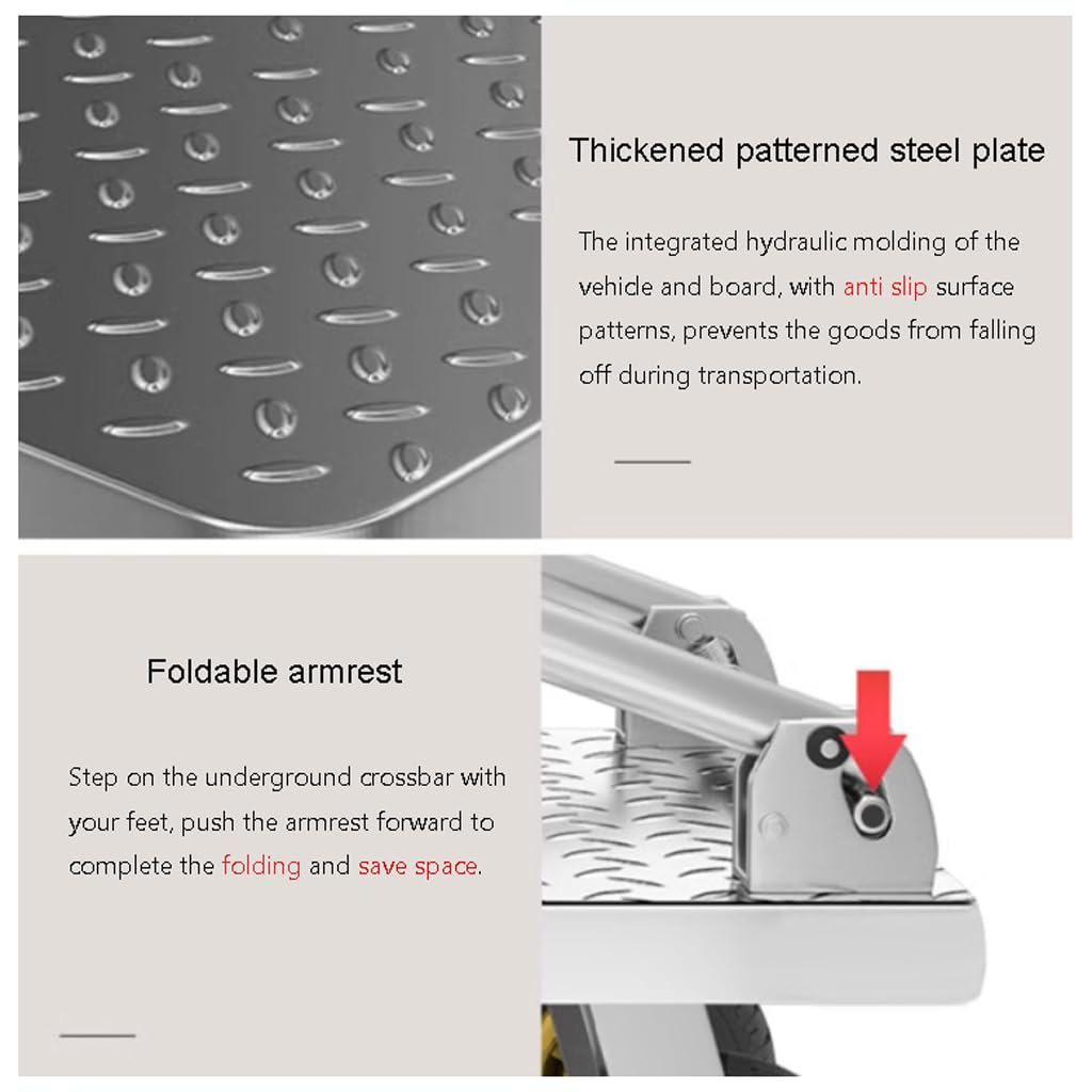 Heavy Duty Platform Trolley, Steel Dolly with 600kg Capacity, Folding Hand Truck with 90x60cm Flatbed for Loading and Storage