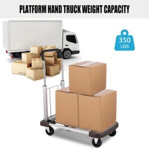 Platform Truck Platform Truck Aluminum Flat Handtruck Adjustable Length Folding Push Cart Load 330 Lbs Moving Dolly Cart Flatbed Cart Reliable