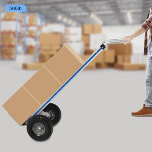 Aluminum Alloy Hand Truck - 500 lbs Capacity Heavy Duty Dolly with Horizontal Loop Handle with 9.8 inch Solid Rubber Tires - for Travel Moving Office (500 lbs)