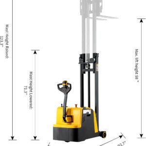 Apollo Counterbalanced Stacker Full Electric Lift 2200 Lbs Capacity 98" Lifting Height Material Hydraulic Lifter, Adjustable Forks with Tilt Function