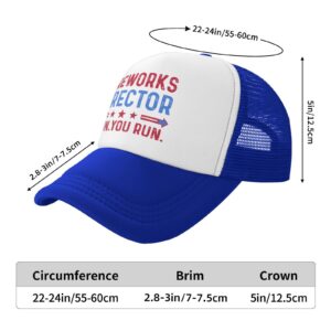 BEIXBE Fireworks Director I Run You Run Trucker Hat for Men Baseball Caps with Design Hat Blue