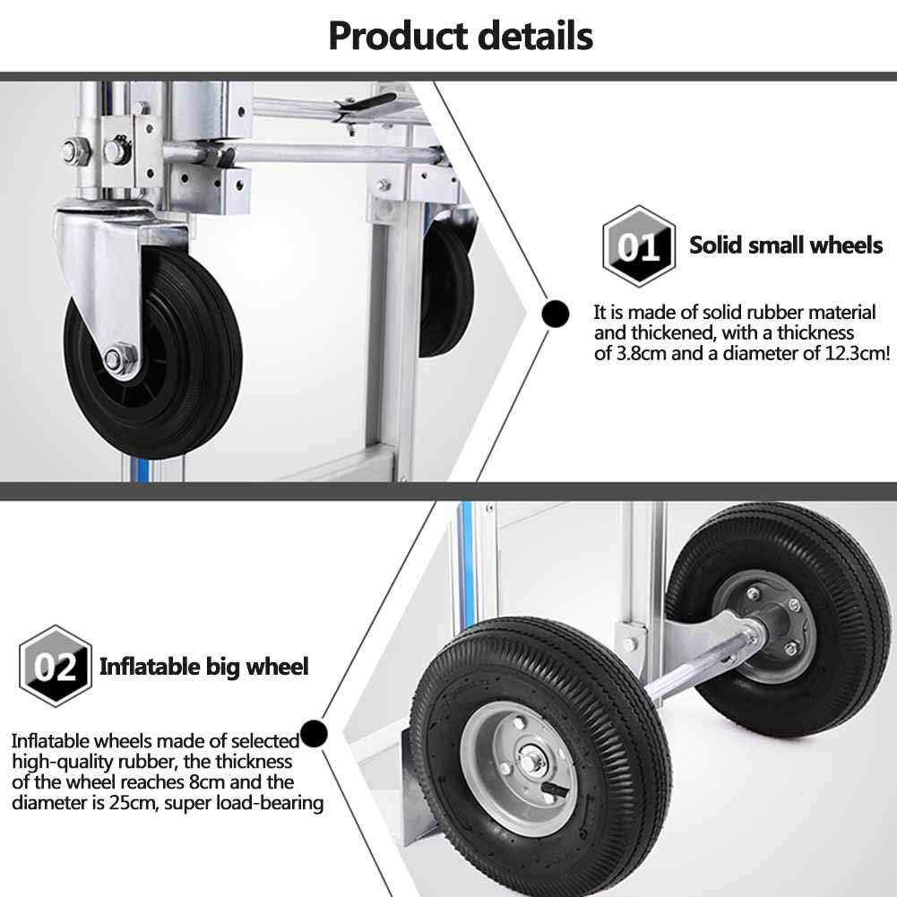 GTFDXJ Portable Folding Trolley Truck, Aluminum Alloy Truck, Multi-Function Trolley, Strong Load-Bearing and Thickening Push-Pull Truck,A