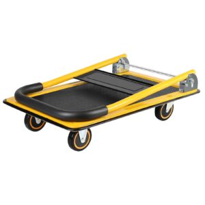 Platform Truck Platform Truck Load 330lb Folding Push Cart with 360 °Swivel Wheels Flat Handtruck Metal Moving Dolly Cart Heavy Flatbed Cart Reliable