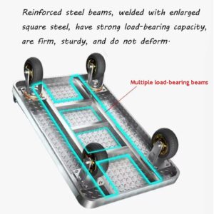 Platform Trucks,Folding Push Cart Metal Flatbed Cart with Wheels Platform Truck Load 500kg Moving Dolly Cart Heavy Flat Hand Truck