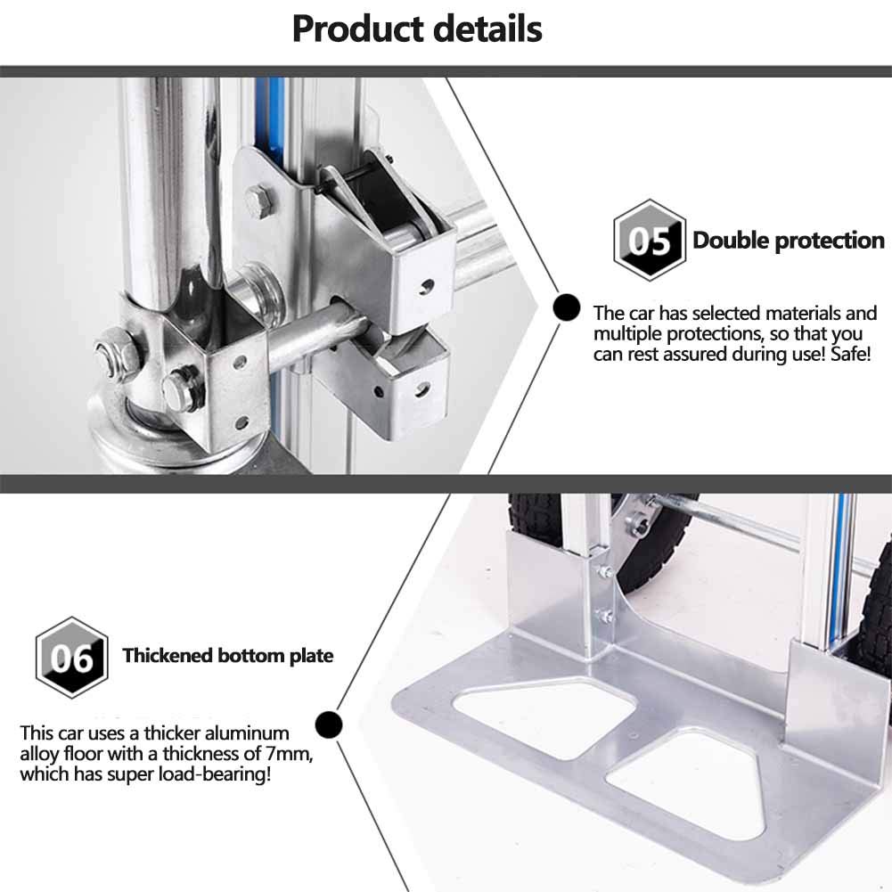 GTFDXJ Portable Folding Trolley Truck, Aluminum Alloy Truck, Multi-Function Trolley, Strong Load-Bearing and Thickening Push-Pull Truck,A