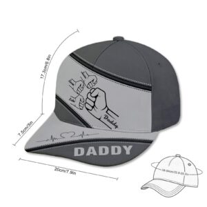 Custom Fist Bump Dad Grandpa Cap, Personalized Hat w/Names, for Dad Papa from Daughter Son,Baseball Cap (Classic, Style-01)