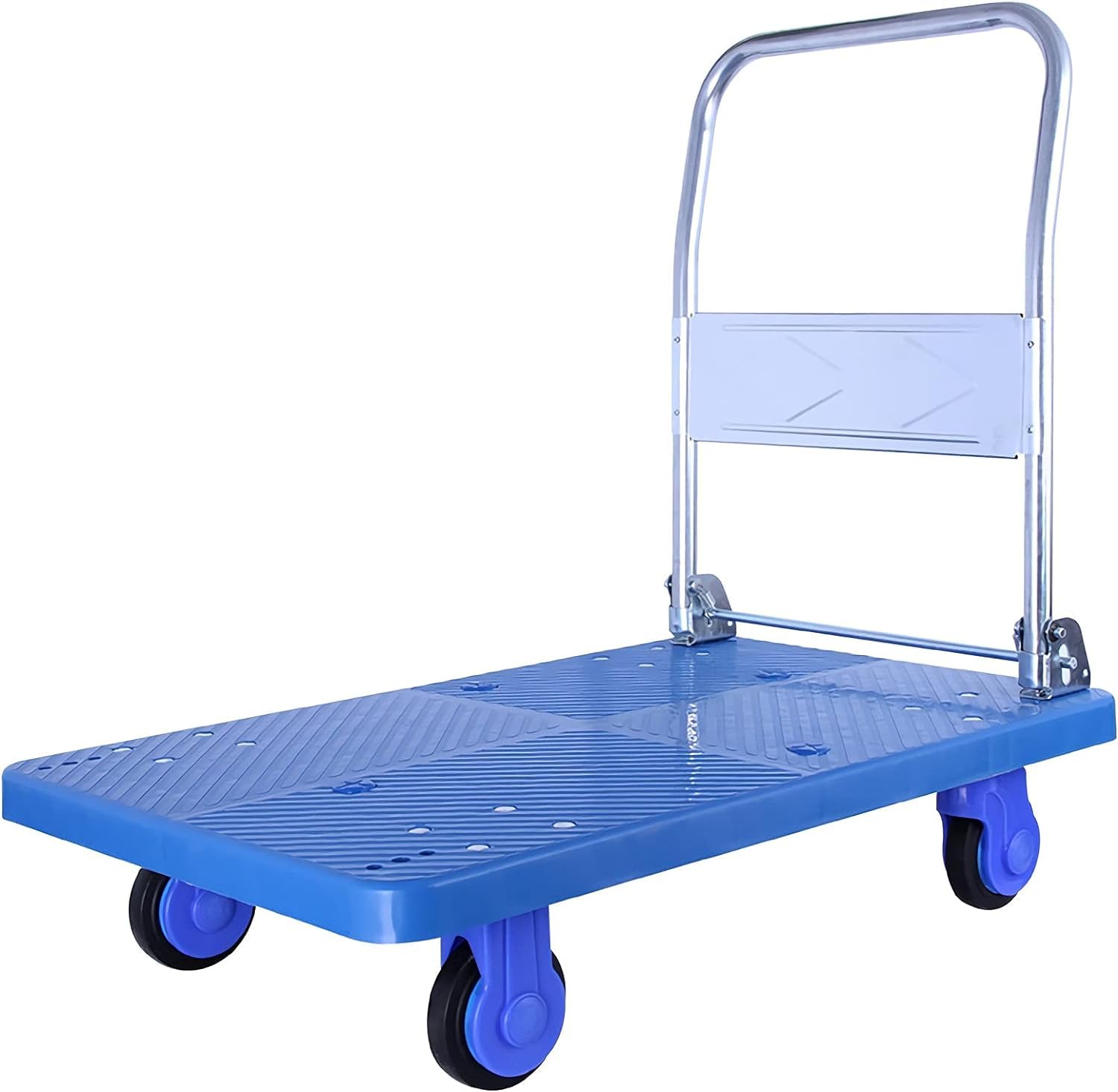 Platform Truck Flatbed Cart Metal Platform Truck with 4 Wheels Moving Dolly Cart Load 330lb /660lb Folding Push Cart Light Flatbed Cart Reliable