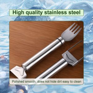 Upgraded 2-in-1 Stainless Steel Fruit Cutter, 2024 New Watermelon Fork Slicer Cutter Slicer Tool, Dual Head Fruit Forks Slicer Knife with Round Handle (1 PCS)