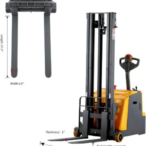 Apollo Counterbalanced Stacker Full Electric Lift 2200 Lbs Capacity 98" Lifting Height Material Hydraulic Lifter, Adjustable Forks with Tilt Function