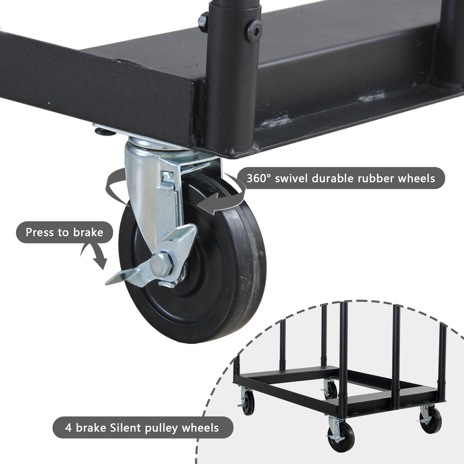 ZHAIUPON Steel Panel Truck,1500 LBS Panel Dollies Cart,Heavy Duty Drywall Sheet Cart for Lumber Furniture Warehouse Garage,with 4 Braking Casters