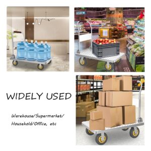 Heavy Duty Platform Trolley, Steel Dolly with 600kg Capacity, Folding Hand Truck with 90x60cm Flatbed for Loading and Storage