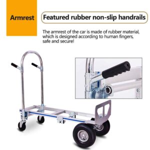 GTFDXJ Portable Folding Trolley Truck, Aluminum Alloy Truck, Multi-Function Trolley, Strong Load-Bearing and Thickening Push-Pull Truck,A