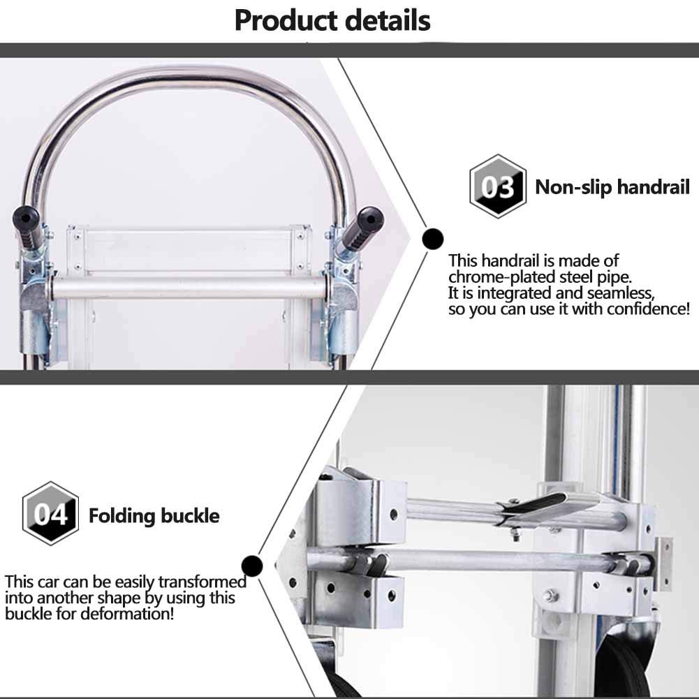 GTFDXJ Portable Folding Trolley Truck, Aluminum Alloy Truck, Multi-Function Trolley, Strong Load-Bearing and Thickening Push-Pull Truck,A