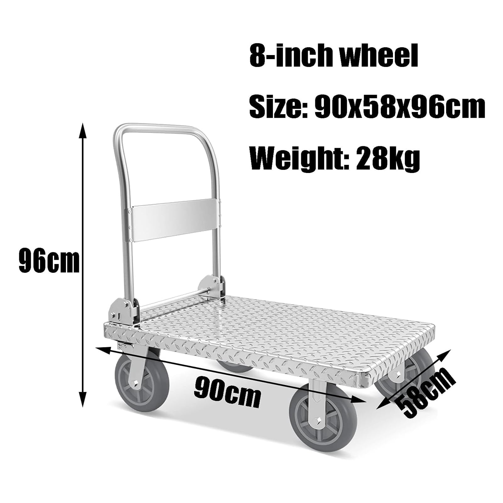 Platform Truck Folding Push Cart Steel Platform Truck with 360 Degree Swivel Wheels Flatbed Cart Load 800kg Flat Handtruck Moving Dolly Cart Reliable