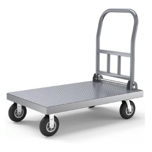 platform truck platform truck steel flat handtruck with wheels folding push cart load 500kg moving dolly cart 105 * 63 * 92cm flatbed cart reliable