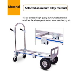 GTFDXJ Portable Folding Trolley Truck, Aluminum Alloy Truck, Multi-Function Trolley, Strong Load-Bearing and Thickening Push-Pull Truck,A