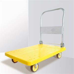 platform truck portable platform truck metal handle folding push cart 360 °swivel wheels flat handtruck load 385lb /660lb moving dolly cart reliable