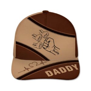 Custom Fist Bump Dad Grandpa Cap, Personalized Hat w/Names, for Dad Papa from Daughter Son,Baseball Cap (Classic, Style-01)