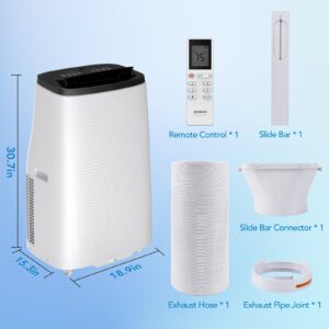 Portable Air Conditioners,14000 BTU Portable Air Conditioner for Room Up to750 Sq.Ft, 24H Timer, Remote Control, Sleep Mode, Window Kit Included, 3-In-1 Quiet Ac Unit for Home/Office/Dorms White