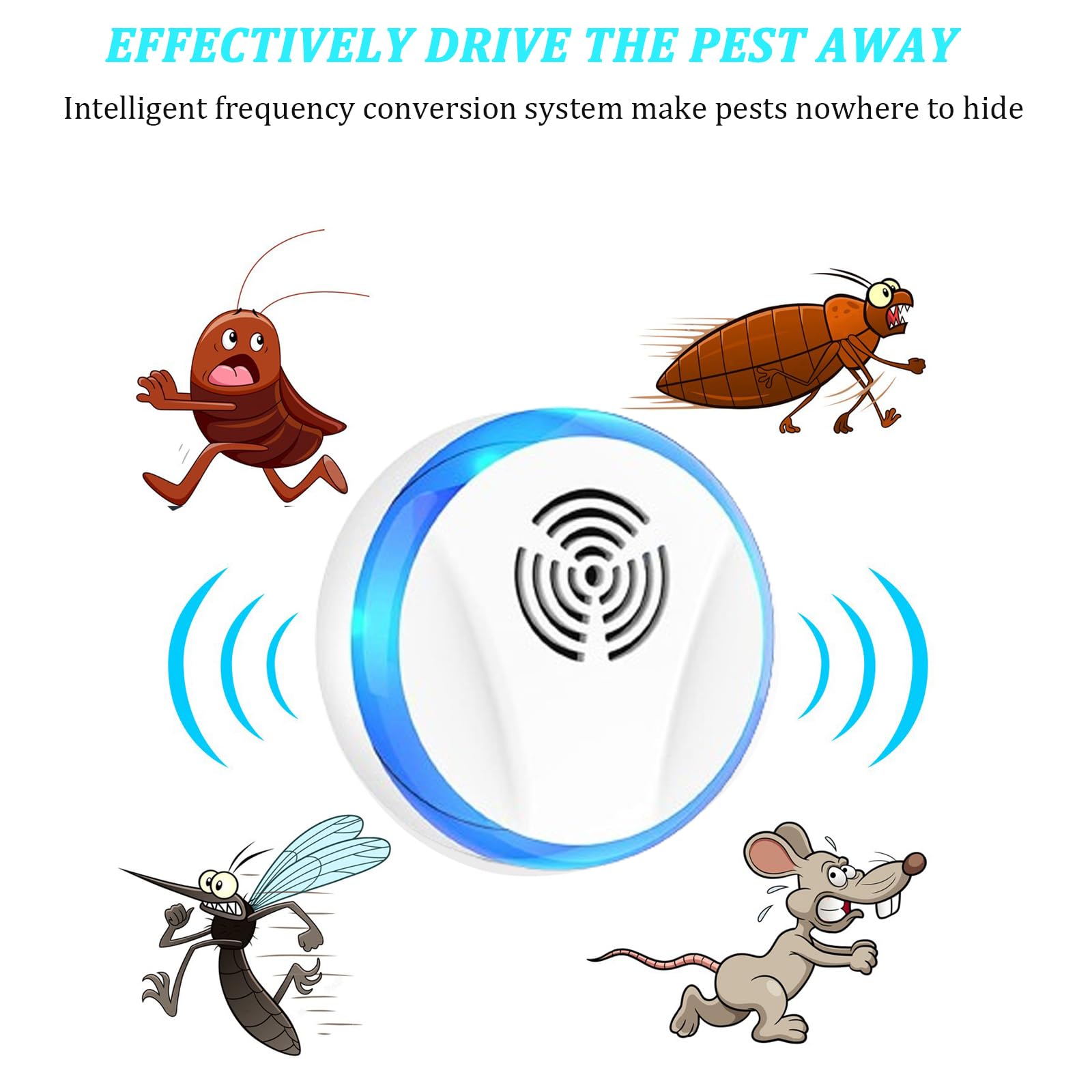 6 Packs Ultrasonic Pest Repeller Indoor, Mouse Repellent Ultrasonic Plug in for Roach, Rodent, Mouse, Bugs, Rat,Mosquito, Mice, Spider, Electronic Pest Control. (6)