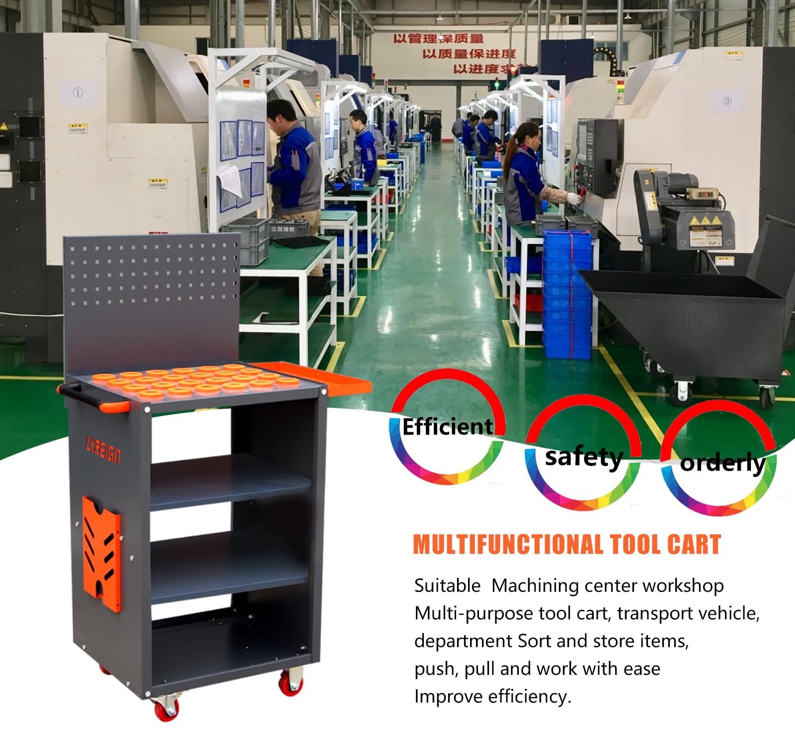 LYREIGN CNC Machine Tools Trolley for Storehouse Factory Garage, CNC Tool Milling Cutter Transfer Cart, Utility Carts Tool Organizers Storage Rack