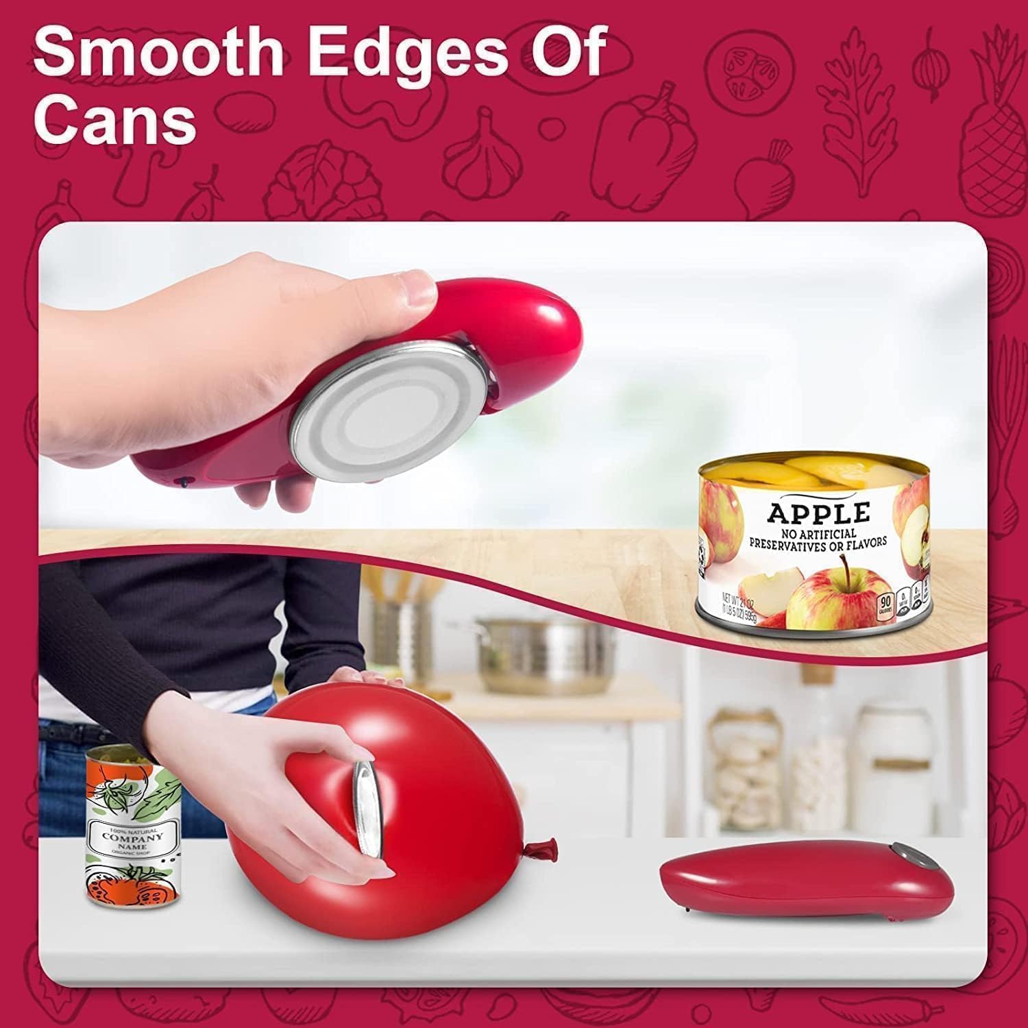 Electric Can Opener, Handheld One Touch Automatic Can Openers Fit Different Can Sizes and Shape with No Sharp Edges for Kitchen, Kitchen Gadgets for Senior with Arthritis