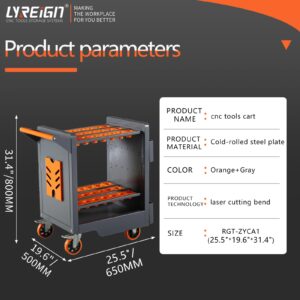 LYREIGN CNC Tool Holder Utility Carts, CNC Machine Tools Trolley, CNC Tool Holder Transfer Cart, Mobile CNC Tool Cart for Mechanic Factory Garage