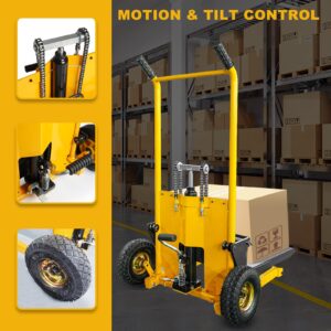 VisHomeYard Material Lift Winch Stacker, Pallet Truck Trolley, Lift Table, Forklift, 440 lbs, 35.4“ Max Lift, Wheel casters