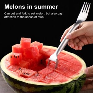 Tacarlha 2-In-1 Stainless Steel Fruit Fork Cutter Dual Head Watermelon Cutter Slicer Tool Watermelon Slicer Tool Fork Lightweight Windmill Cutter Fruit Cutter for Home Party Camping Kitchen Gadget Si