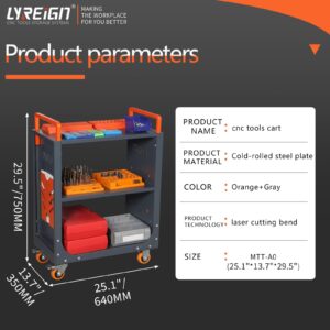 LYREIGN CNC Tool Holder Transfer Cart, Multi-Function Workshop CNC Trolley with Wheels, Tool Organizers Service Carts for Storehouse Factory Garage