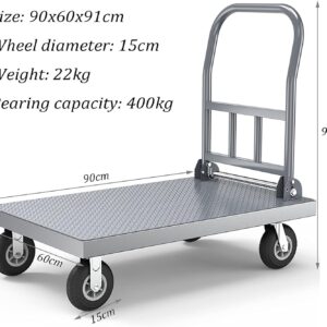 Platform Truck Platform Truck Metal Folding Push Cart with Wheels Flat Handtruck Load 500 Kg Moving Dolly Cart Portable Flatbed Cart Reliable