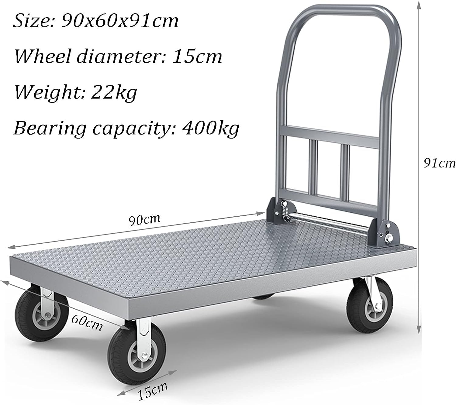 Platform Truck Platform Truck Metal Folding Push Cart with Wheels Flat Handtruck Load 500 Kg Moving Dolly Cart Portable Flatbed Cart Reliable