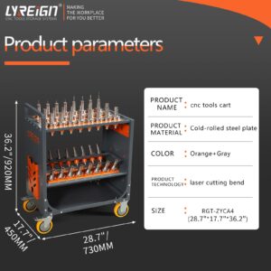 LYREIGN CNC Tool Holder Transfer Cart, Utility Carts Tool Organizers Storage Rack, CNC Trolley is Suitable for Warehouses Mechanic Factory Garage