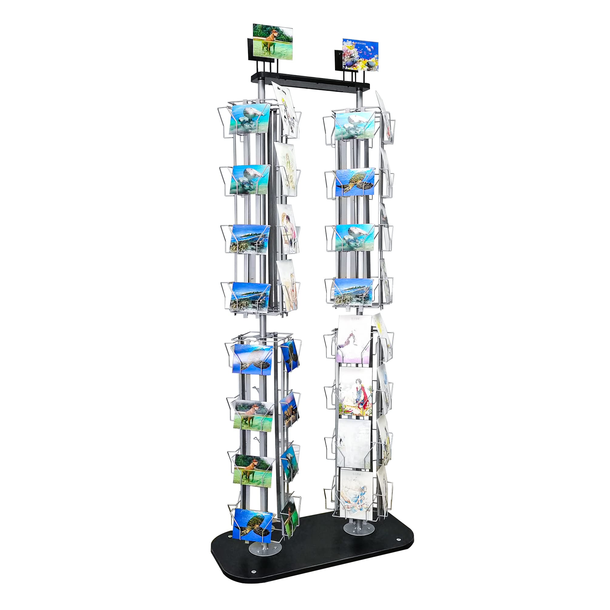 FixtureDisplays® DVD, CD, BlueRay, Literature,Greeting Card Postcard Rack Display High Capacity 64 Adjustable Pockets 5.1" to 10.6" Wide, up to 8" Tall Cards 11875NEWNF