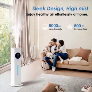 Warm and Cool Mist Humidifiers for Bedroom Home, 2.1gal Quiet Humidifier for Large Room up to 500 ft with Customized Humidity, Night Light, Easy Top Fill, 12H Timer, Essential Oil, Child Lock