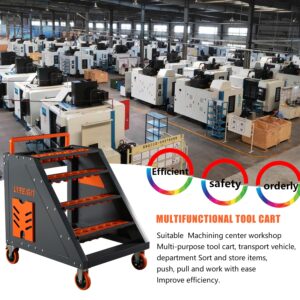 LYREIGN CNC Tool Holder Transfer Cart, Latest Model CNC Metal Storage with Wheels, CNC Tool Holder Station for Storehouse Factory Garage