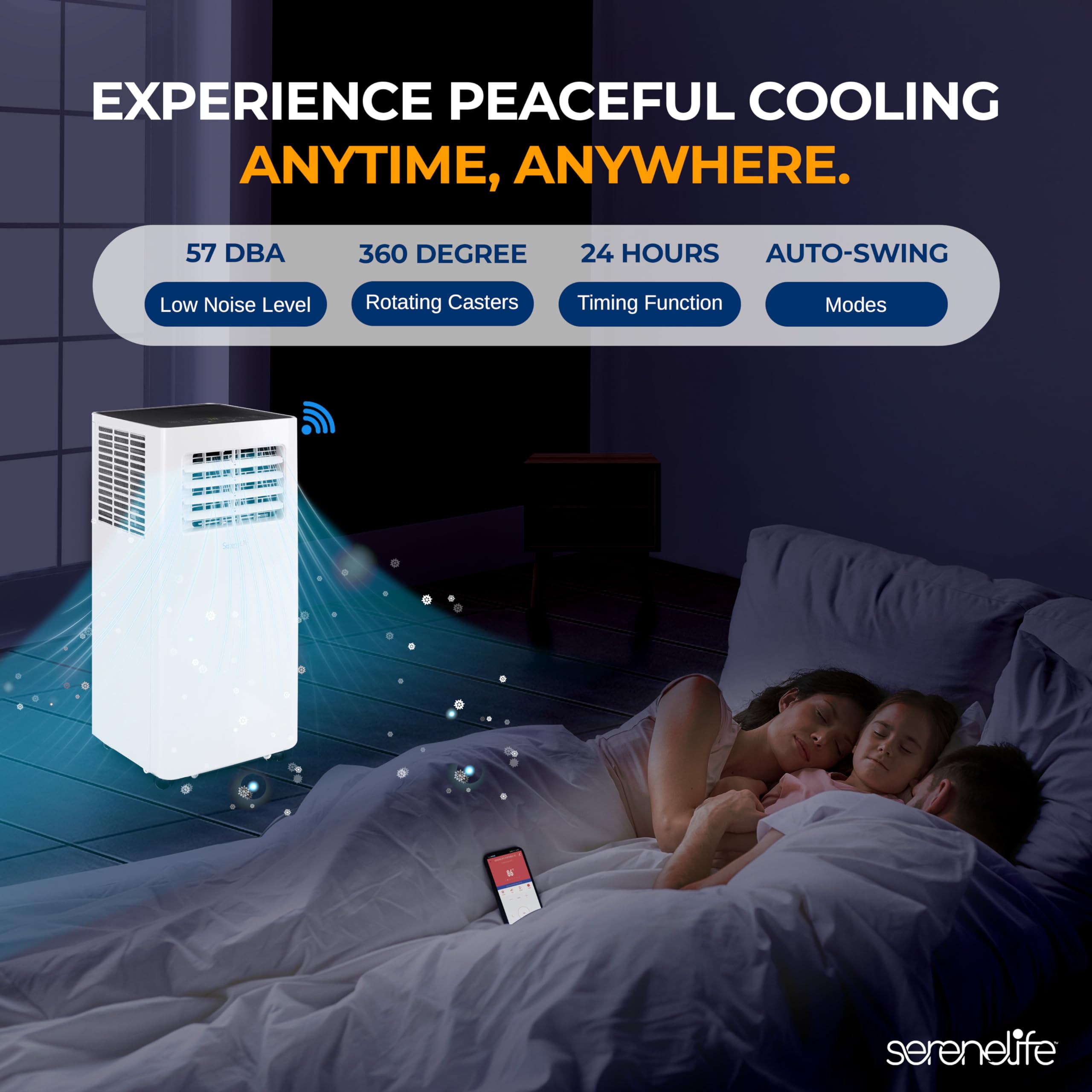 SereneLife SLPAC805W.6 Portable Air Conditioner-Compact Home A/C Cooling Unit with Built-in Dehumidifier & Fan Modes, Includes Window Mount Kit (8,000 BTU), White