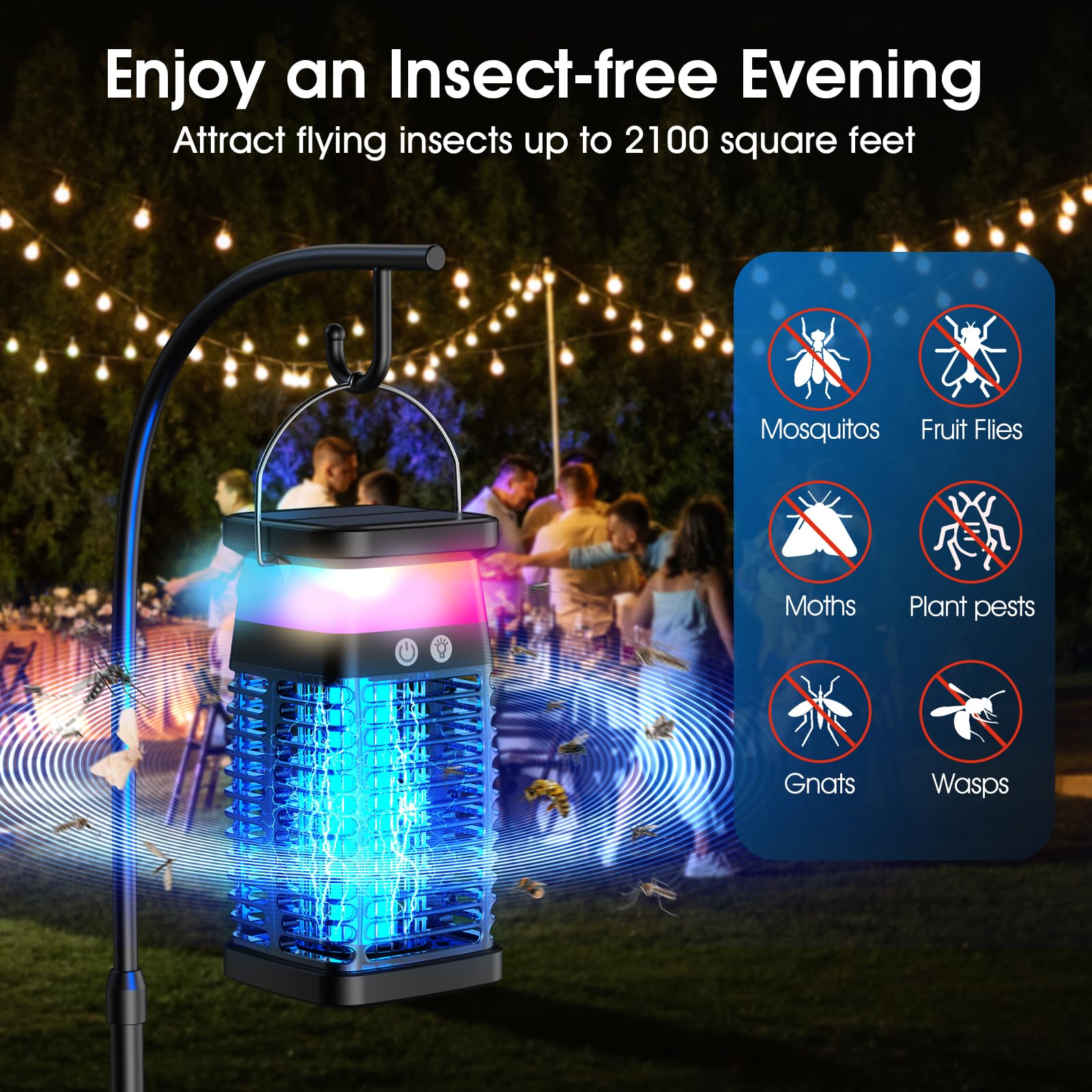 Bug Zapper Outdoor, Rechargeable & Portable Solar Bug Zapper Mosquito Zapper,123456789