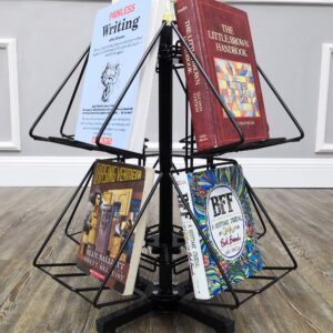 FixtureDisplays® DVD Book CD Spinner Rack Post Card Greeting Card Birthday Card Display.Pocket Size: 6.54"Wide X 7.5"High, 8 Pockets. 1113-BK28-NEW-2D