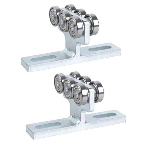 HEYXI Solid Steel T Shaped Pulley Track Wheel Trolley Assembly Smooth for 1-5/8" Width Channel 540lbs Load Capacity