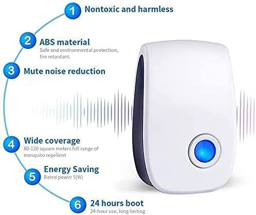 Ultrasonic Pest Control Repeller 6 Pack- Indoor Electronic and Ultrasonic Repellent, Pest Control for Bugs, Insects, Mice, Spiders, Mosquitoes