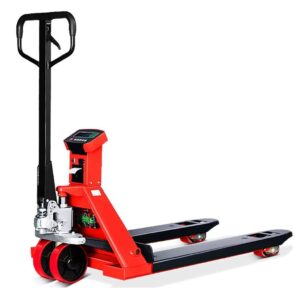 jin yang hu 5500lbs capacity weighing scale jack stacker with self-adhesive printer,pallet jack forklift with detachable build-in scale,heavy-duty industrial scale pallet jack truck(45" x27" forks)