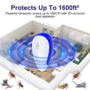 2024 Upgraded Ultrasonic Repeller 2 Packs, Indoor Ultrasonic Repellent Insect Defense for Bugs for Roach, Rodent, Mouse, Bugs, Ant, Mosquito, Mice, Spider, Electronic Plug in Pest Control