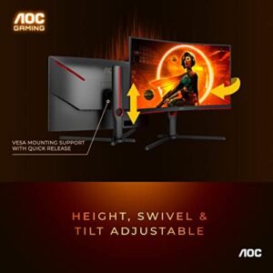 AOC GAMING CQ27G3S Frameless Curved Gaming Monitor, QHD 2K 2560x1440, 1000R VA, 165Hz 1ms, FreeSync Premium ,Black