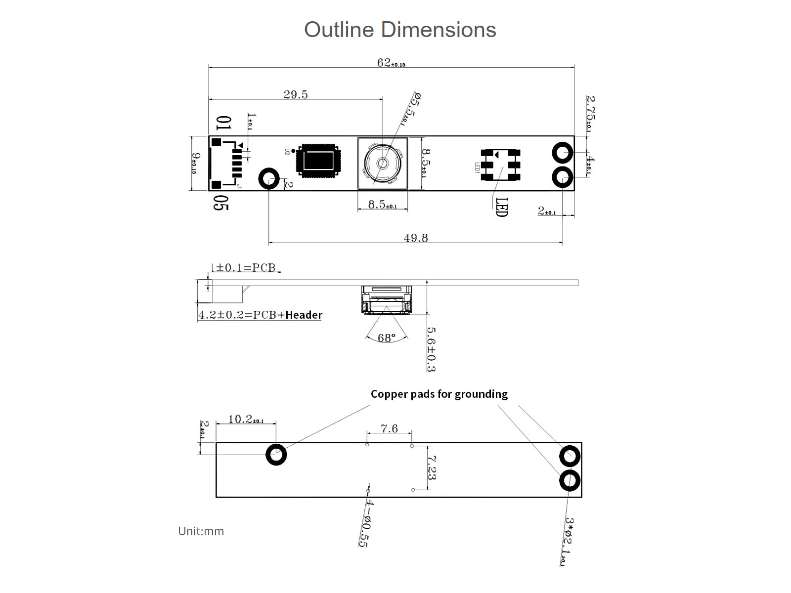 waveshare OV5640 5MP USB Camera Module Auto Focus Camera Webcam Board for Raspberry Pi,Jetson Nano,PC, 68° Field of View 1080P Video Recording,Supports Windows Linux