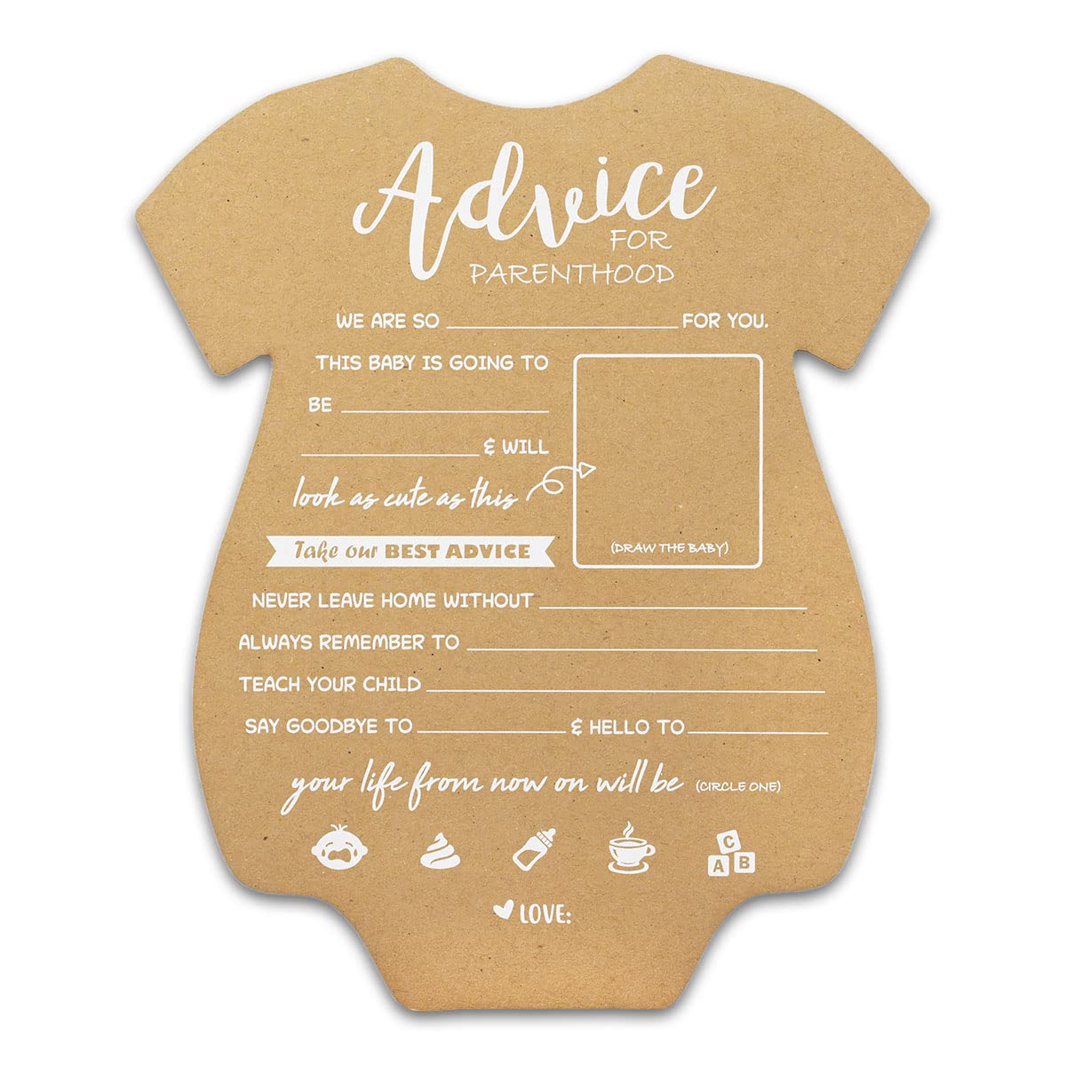 Summer-Ray.com 50pcs Baby Onesie Baby Prediction and Parenthood Advice Cards for Baby Shower 5" x 7" Heavyweight (Baby Boy)